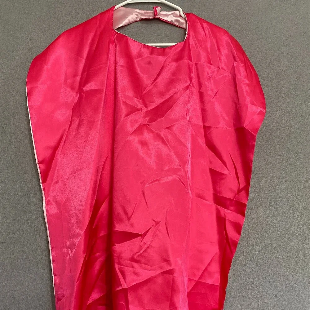 Hot Pink Satin Costume Cape / Cover Up | Reversible Light Pink Lining | One Size - Picture 1 of 5